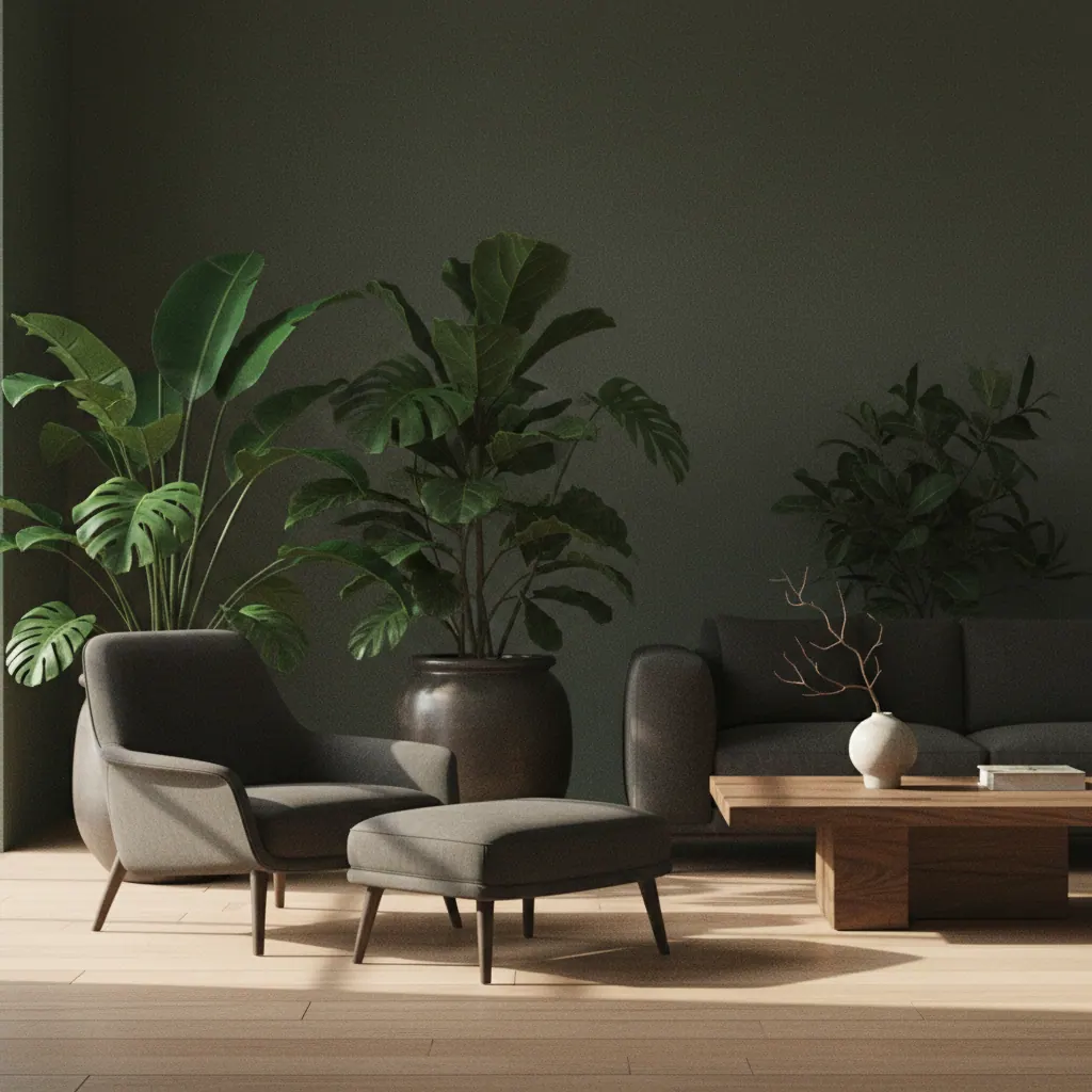 Stille bosopen plek met een houten bankje en herfstkleuren in de bladeren, geen mensen